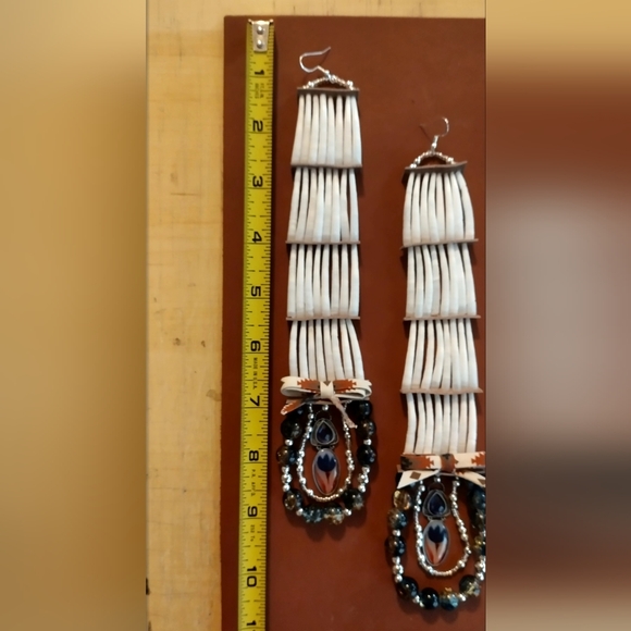 Native American Dentalium Shell Earrings* Native Made - Picture 5 of 5